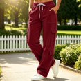 thumbnail image 2 of CONZONE Womens Cargo Pants Straight Leg Baggy Pants for Women Drawstring Fall Winter Trousers with Pockets, 2 of 4
