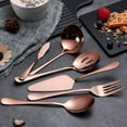 thumbnail image 4 of 6-Piece Copper Serving Flatware Silverware Set,Stainless Steel Serving Utensil Set,Include Cake Server, Slotted Serving Spoon, Serving Spoon, Cold Meat Fork, Butter Knife, Soup Ladle, 4 of 7