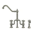 thumbnail image 4 of Whitehaus Twisthaus Plus Bridge Faucet with Long Traditional Swivel Spout, Cross Handles and Solid Brass Side Spray, 4 of 5