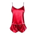 thumbnail image 5 of RMGVDSD Women's 3Pcs Satin Pajamas Set Cami Top And Shorts Sleepwear Pjs Set With Robe Summer Sleepwear Home Wear Valentines Outfit Valentines Pajamas Women, 5 of 5