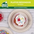 thumbnail image 3 of 125 Platos Desechables Chicos 100%  Compostable  17.5 cm / 7 x 7 Pulgadas Color Café Berry Green PLR7N, 3 of 5