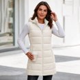 thumbnail image 4 of Cmfcve Womens Plus Size Full Zip Puffer Vest Long Hooded Sleeveless Padded Jacket Fall Winter Casual Quilted Warm Outerwear, 4 of 9
