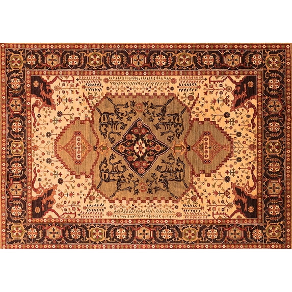 Ahgly Company Indoor Rectangle Oriental Orange Industrial Area Rugs, 6' x 9'