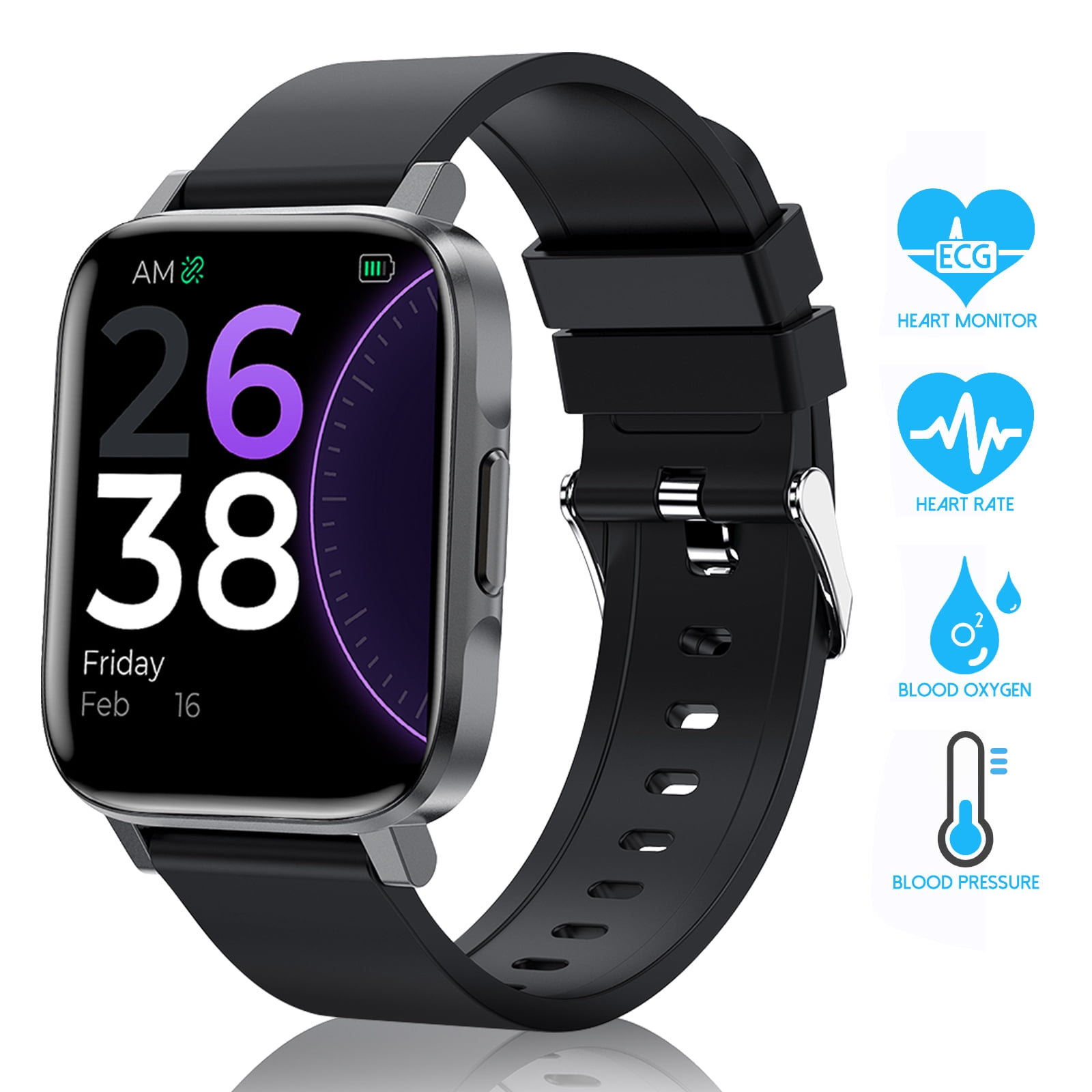 Smart Watch, TSV Fitness Tracker Compatible with iOS Android Phones, Wrist  Watch Activity Tracker Waterproof Bluetooth Smartwatch for Women Men, Black  - Walmart.com