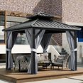 thumbnail image 6 of Luku 10x12FT Outdoor Hardtop Gazebo with Galvanized Iron Roof, Sturdy Aluminum Frame, Netting & Curtains, Wind Snow Resistant Permanent Gazebo for Patio, Lawn, Pool, Deck, 6 of 7
