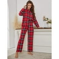 thumbnail image 2 of ebukurty Cozy Women's Pajama Set 2 Piece Red Plaid Button Long Sleeves Lounge Sets, Sizes S-XL, 2 of 6