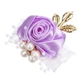 thumbnail image 1 of Pulsera de muñeca de flores artificiales Uxcell, paquete de 1 rosa, decoración para novias y novios, 7x7cm, púrpura claro, 1 of 5