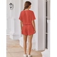 thumbnail image 4 of Wrongduck Women's Elegant Ribbed Romper 2026 Short Sleeve Loose Fit Jumpsuit with Keyhole Back and Pockets Vacation Beach One Piece Outfit, 4 of 13