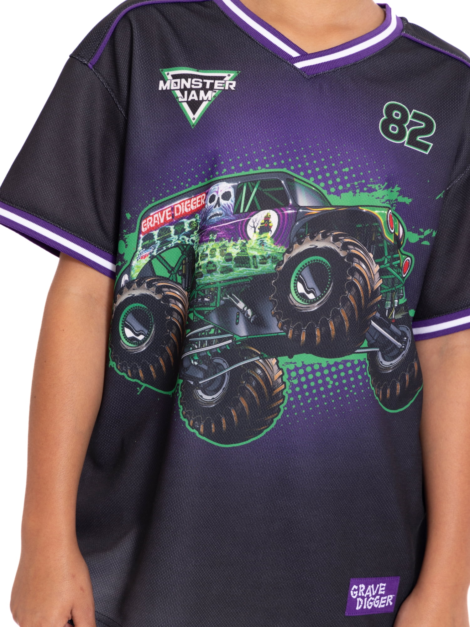 Monster Jam Boys Short Sleeve Soccer Jersey with Matching Short, 2-Piece Set, Sizes 4-16