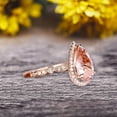 thumbnail image 6 of 1.50 Carat Pear Shape Pink Morganite Engagement Ring Art Deco Wedding Ring 10k Rose gold Milgrain Anniversary Ring Halo Design, 6 of 7