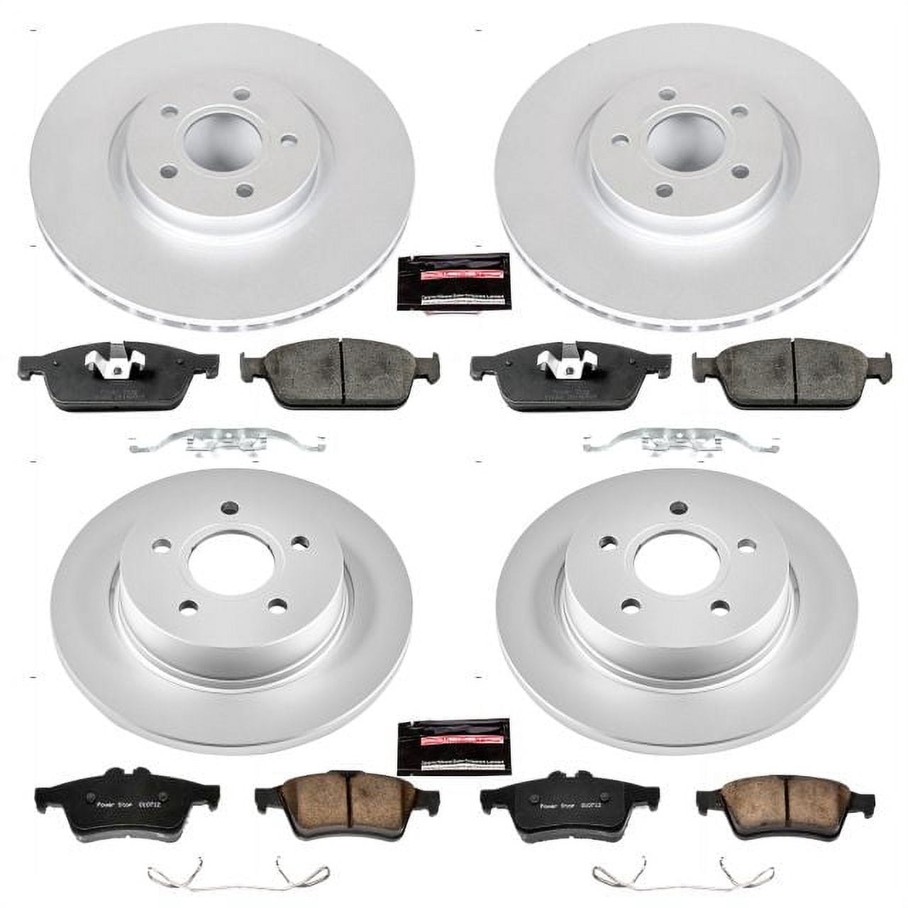 PowerStop Front and Rear Geomet Coated Brake Rotor and Pad Kit Fits: FORD Select Models CRK6350