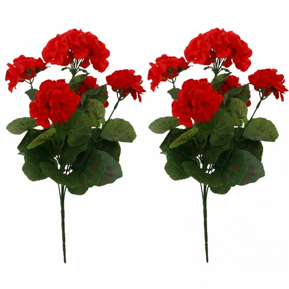 ZULAR 2Pcs Artificial Geraniums Silk Flowers Outdoor Garden Hanging Basket Porch Home Decor Geraniums Red