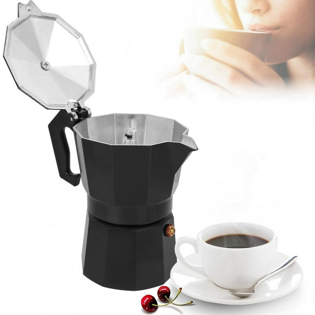 Aluminum Coffee Machine Moka Pot, 6 Cup Capacity, Ergonomic Handle, Easy to Clean, Suitable for Home or Office Use
