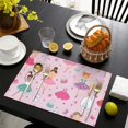 thumbnail image 3 of Pink Ballerina Princess Pattern Summer Placemats Table Placemats Set Of 6-Linen Kitchen Washable Placemats Table Mats 11.8"x17.7"Non-Slip Heat Resistant, 3 of 5