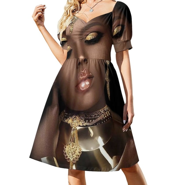 Vestido de manga corta de Reina África falda de verano para mujer ropa de playa vestidos de noche de lujo 2025