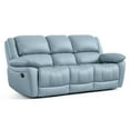 thumbnail image 2 of Furniture of America Sorin Blue Leather 3-Piece Manual Reclining Sofa Set, 2 of 20