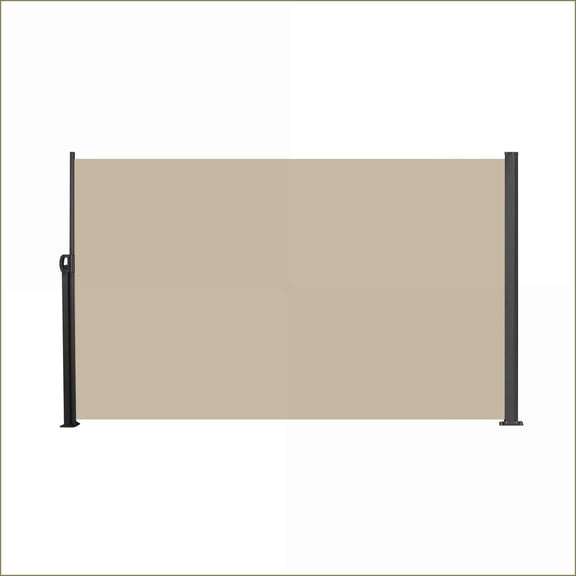 Retractable Side Screen Awning, UV Resistant Waterproof, 118" x 71" Beige, for Patio Garden Balcony | Metal | Rectangle