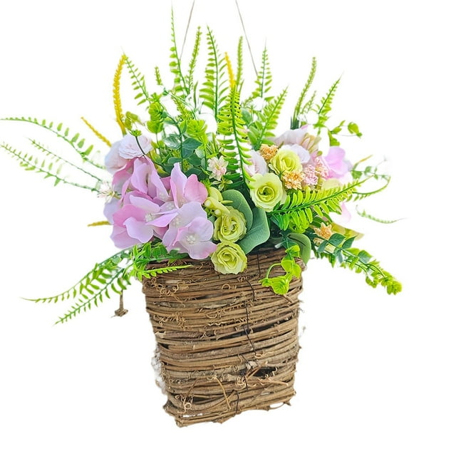 Puerta Cesta Corona de de resorte de de verano de corona de flores artificiales simuladas guirnalda para la casa de