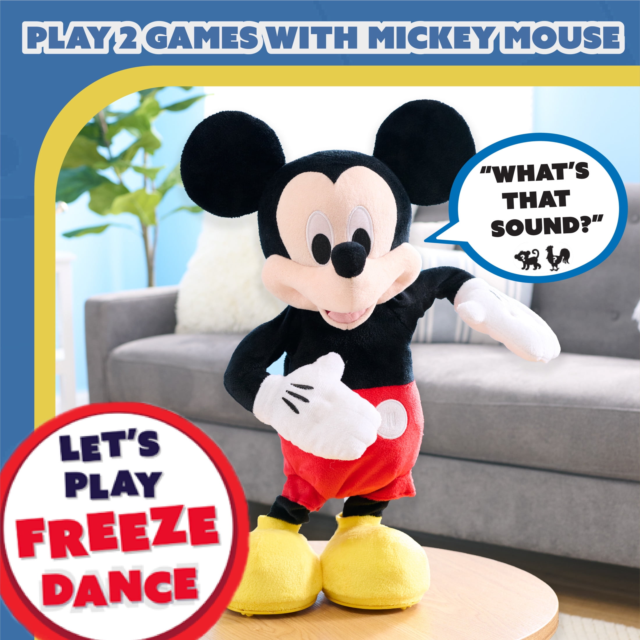 Disney Junior Mickey Mouse Hot Diggity Dance Mickey Feature Plush Stuffed Animal Motion Sounds and Games Baby and Toddler Toys
