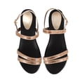 thumbnail image 4 of Women Rhinestone Embellished Triple Band Slingback Flat Sandal 18580, 4 of 5