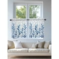thumbnail image 4 of Blue Leaf Tier Curtains 36 Inch Length,Sheer Curtains for Bedroom Living Room Window Watercolor Country Plant Monochrome Branch Voile Drapes Kitchen Curtains Small Half Window 27.5"x36" 2 Panels, 4 of 7