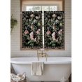 thumbnail image 4 of Black Spring Floral Bathroom Window Curtain, Elegant Pastoral Flowers Birds Watercolor Light Filtering Coffee Kitchen Curtains, Bedroom Living Room Curtains 2 Panel 84"x54", 4 of 6