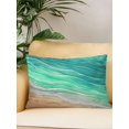 thumbnail image 2 of 1 Pack Outdoor Throw Pillow, Teal Ombre Coastal Waterproof Pillow with Insert Included, Summer Nautical Beach Ocean Seaside Decorative Accent Cushion Lumbar Pillows for Patio Porch, 12 x 20 In, 2 of 8