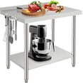 thumbnail image 1 of 36x24x35 In NSF Stainless Steel Prep Table with Backsplash and Hook 2-Tier Adjustable Undershelf Heavy Duty Workbench for Kitchen Restaurant Bakery, 1 of 6