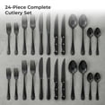 thumbnail image 3 of 24 Piece Black Silverware Set with Steak Knives, Stainless Steel Flatware Set for 4, Mirror Polished Cutlery, 3 of 8