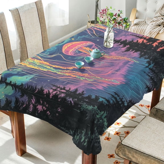 Yayeee Tablecloths for Rectangular Tables 54 x 54 inch Party Table Cover, Psychedelic Jellyfish