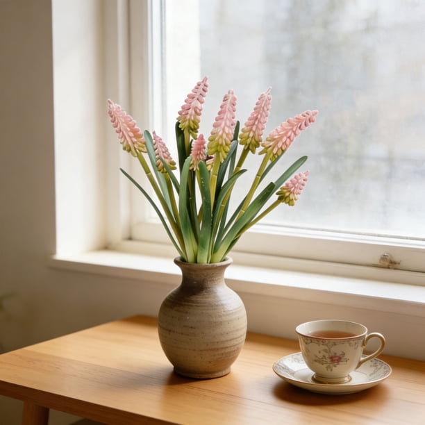 Jacintos Artificiales | Ramo de Jacintos de Seda Sintética | Arreglo Floral de Tela para Decoración Del Hogar | Centro de Mesa | Relleno para Jarrones En La Sala de Estar, El Comedor o El Dormitorio.