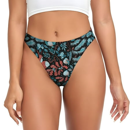 Qokaie Squirrel Owl Autumn Maple Leaves Printed Women s Cotton Thong Underwear  Sexy Breathable Panties G-string-4X-Large