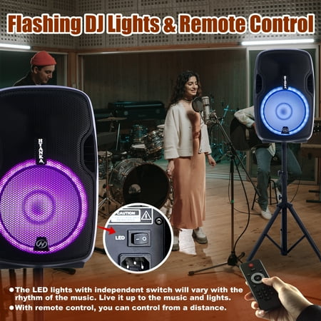 H Yanka Dual Bluetooth Portable PA System with Subwoofer, Microphone