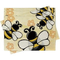 Spring Summer Bumble Bee Placemats Set of 4, Cute Honeybee Yellow Flower Dining Place Mats Table Decor, Seasonal Home Kitchen Decoration 12 x 18 Inch