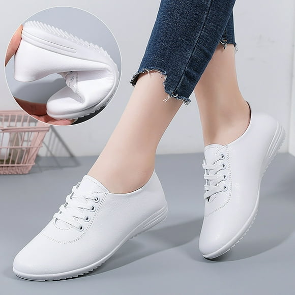 CAICJ98 Womens Tennis Shoes Women Sneakers Shoes with Arch Support Casual Slip On Comfort Flats Canvas Womens Walking Fall,White