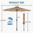thumbnail image 3 of edx 10ft Solar 32 LED Lights Patio Umbrella with Tilt Adjustment and UV-Resistant Polyester Fabric，Market Umbrella for Outdoor, Khaki, 3 of 6