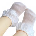 thumbnail image 1 of Cute Baby Girl Cotton Ruffle Lace Socks Soft Stretchy Toddler Ankle Socks-white-1, 1 of 2