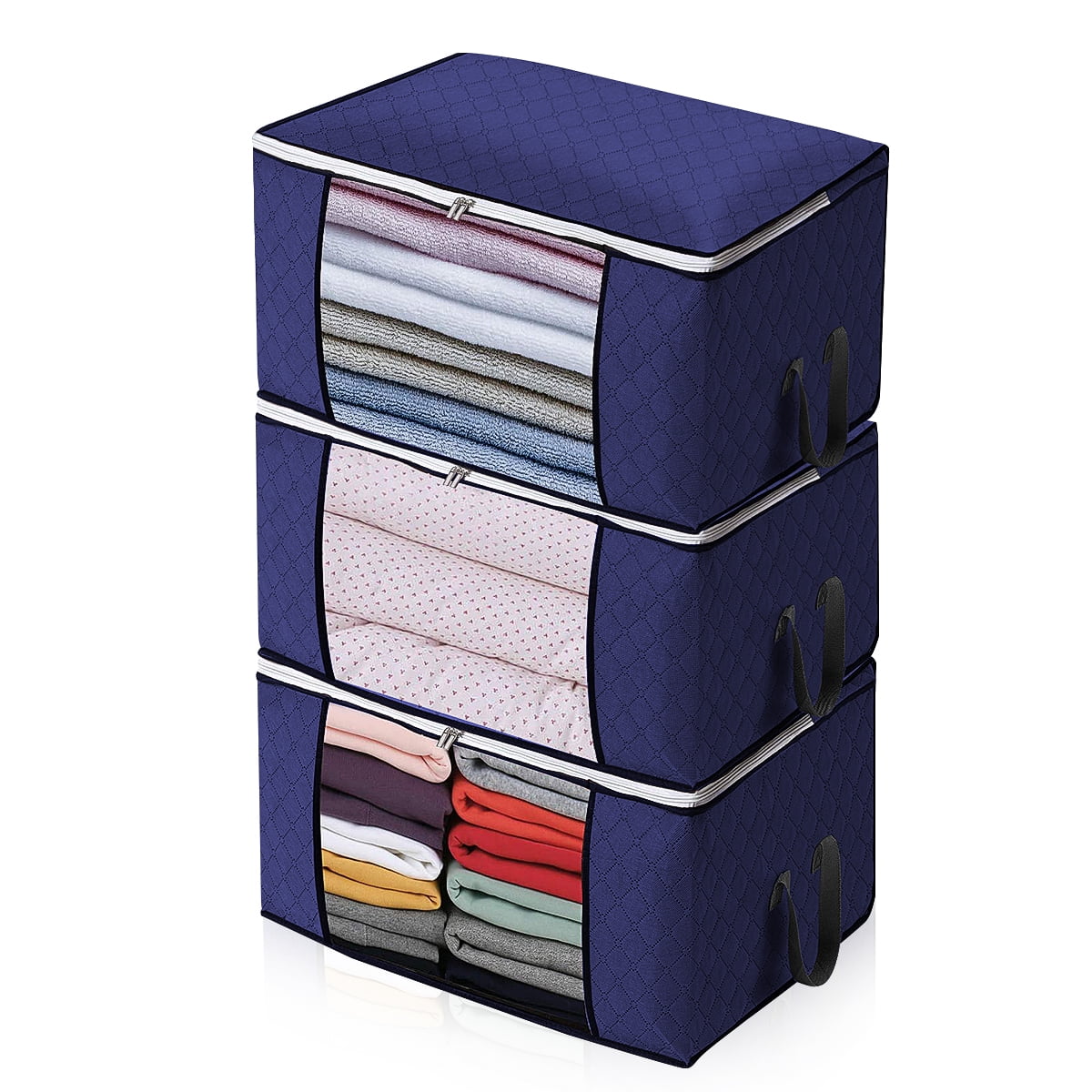 Foldable Storage Bag Organizers Large Clear Window & Carry Handles 