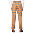 thumbnail image 3 of Pantalones de vestir planos de hombre Inspire Chic, elásticos y de cuadros, talla 38, color naranja, 3 of 7