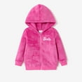 thumbnail image 4 of Barbie Girls Fleece Jacket Roseo Plush Embroidered Graphic Zip-Up Flannel Coat Sizes 3-10, 4 of 7