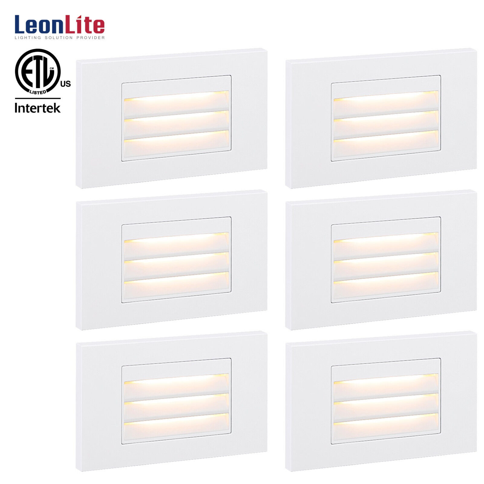 LEONLITE 6 Pack 120V Dimmable LED Step Light IP65 Waterproof