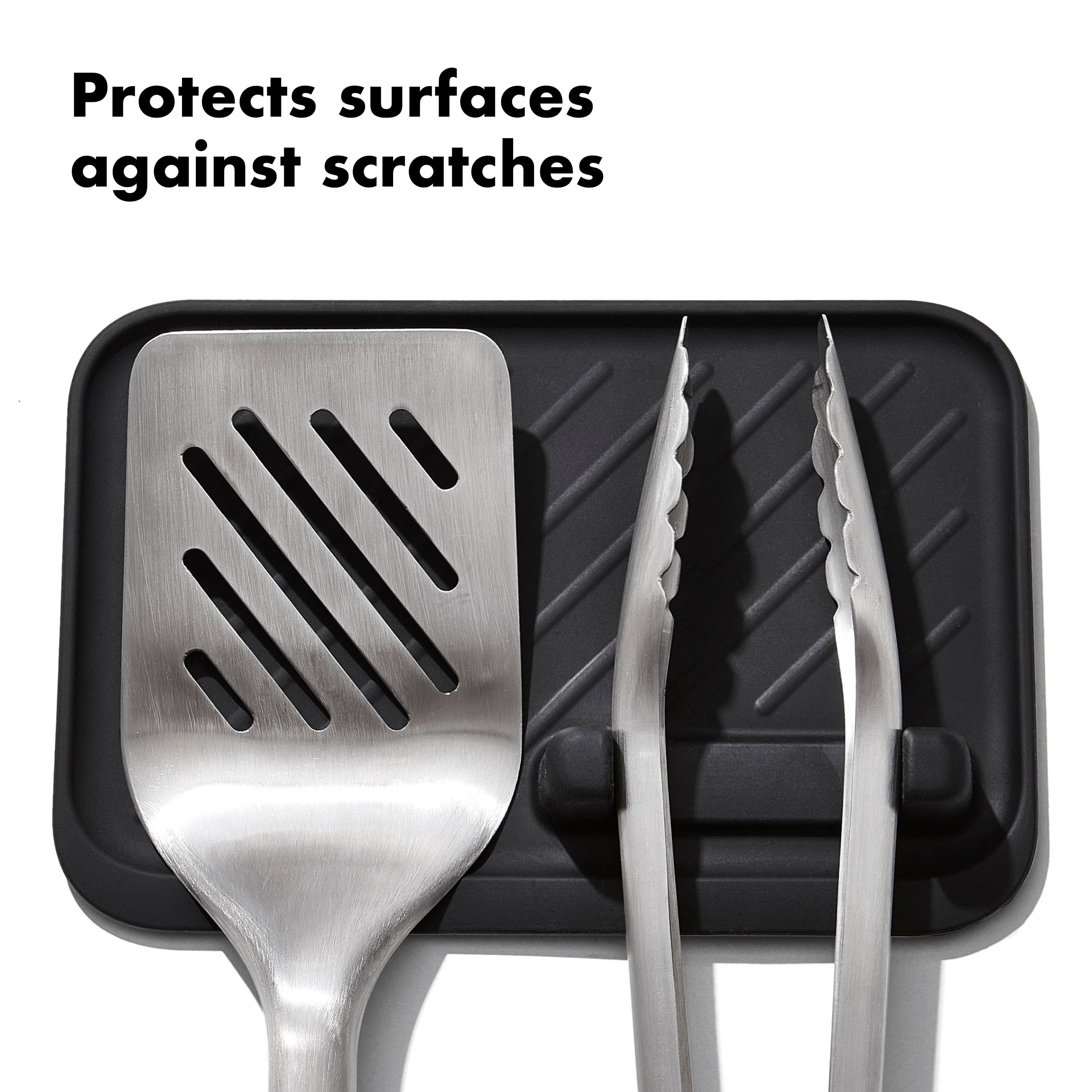 OXO Grilling Heat-Resistant Silicone Tool Rest, BBQ Utensil Holder for Grill Tools, Tongs, Spatulas and Basting Brushes