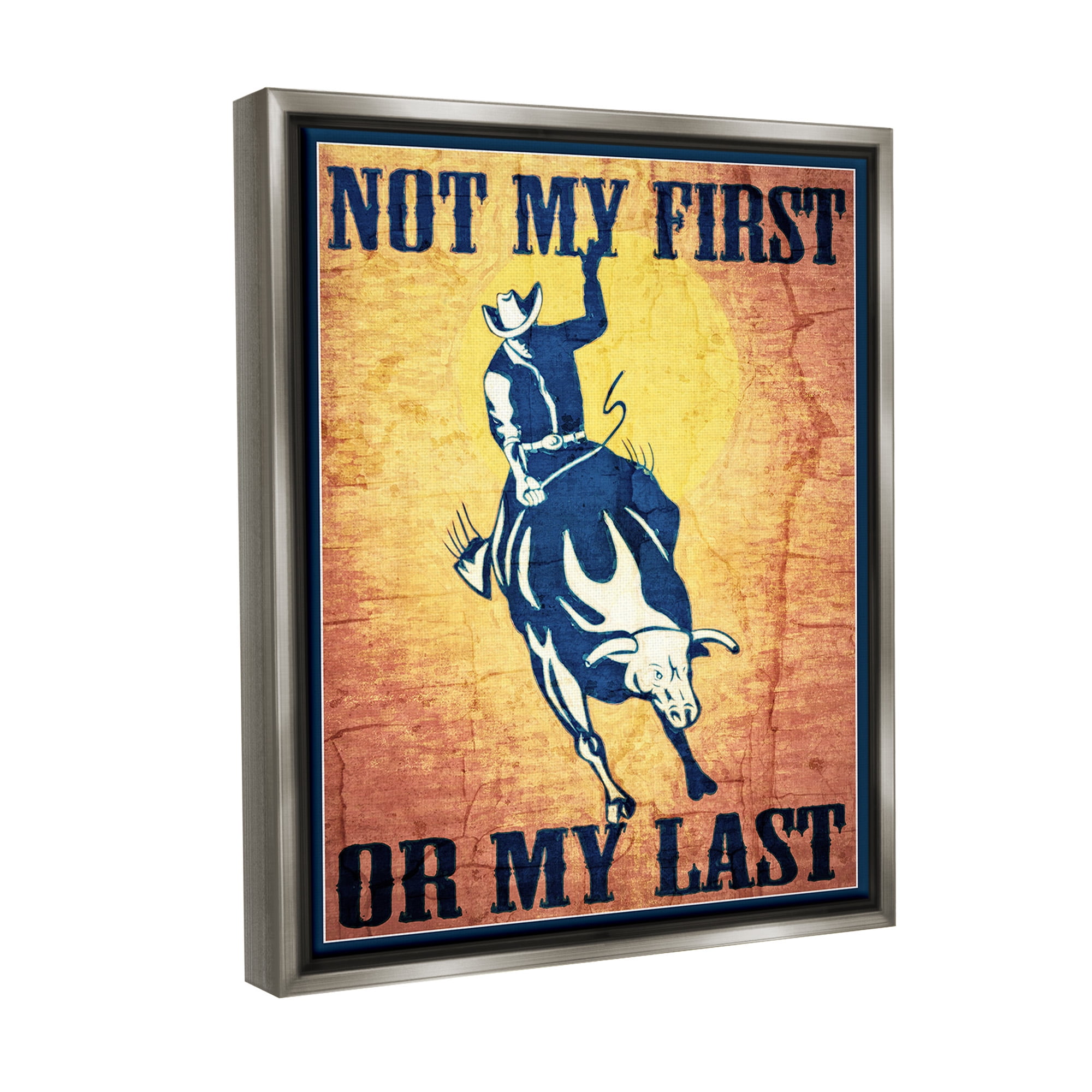 Stupell Industries Rodeo Cowboy Phrase Animals & Insects Painting Gray Floater Framed Canvas Art Print Wall Art, 25 x 31