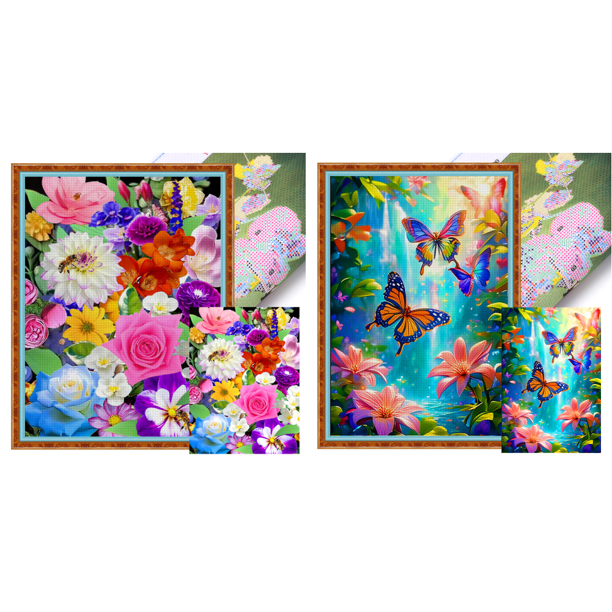Kit Punto Cruz Con Flores Hilo Algodón Ecológico Bordado 9CT 60x80cm