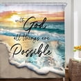 thumbnail image 2 of Extra Long Beach Ocean Bible Verse Shower Curtain Sunrise Sunset Inspirational Scripture Quotes 72Wx84H Inch Coastal Seaside Seascape Fabric Decor Bathroom Polyester Waterproof 12 Pack Hooks, 2 of 6