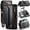 Black, variant on For iPhone 17 Pro Crossbody Wallet Case, with 10 Card Slots, Zipper RFID Blocking Pocket and Magnetic Flip Folio 3-in-1 PU Leather Wristlet Shoulder Strap Case,Black
