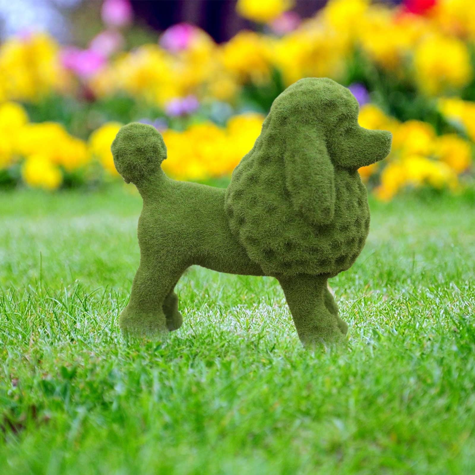 European Style Flocked Dog Figurine, Moss-Covered Animal Ornament for Outdoor Lawn, Garden, and Floral Arrangements â Charming Decorative Sculpture for Home & Turf Art