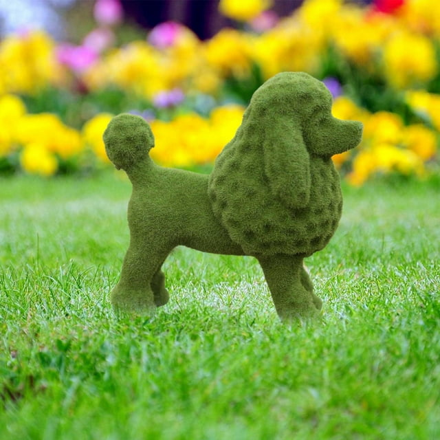 Oliegs Decorative Peeing Dog Topiary Green Simulation Flocking Puppy Ornament