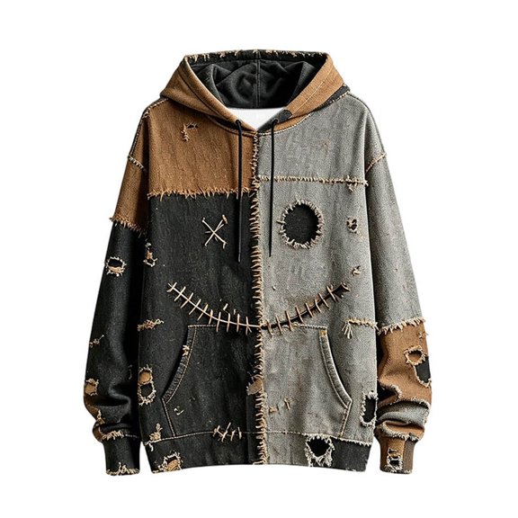 CONROSES Mens Halloween Hoodies Spooky Ghost Face Graphic Long Sleeve Novelty Pullover Hoodie for Men Fall Hooded Sweatshirts with Pocket