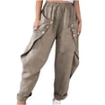 thumbnail image 2 of Gaecuw Cargo Pants Women Palazzo Pants Plus Size Regular Fit Long Pants Lounge Trousers Sweatpants Loose Baggy Yoga Pants Mid Waisted Summer Ankle Length Workout Pants with Pockets Solid Pants, 2 of 5